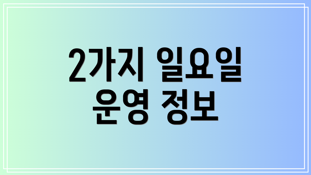 2가지 일요일 운영 정보
