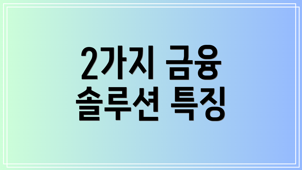 2가지 금융 솔루션 특징