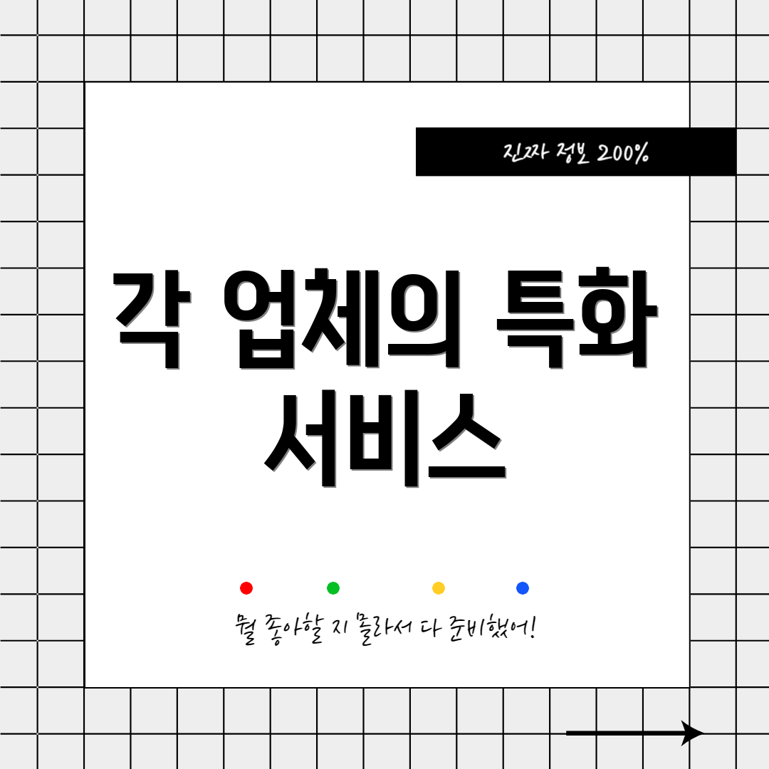 각 업체의 특화 서비스