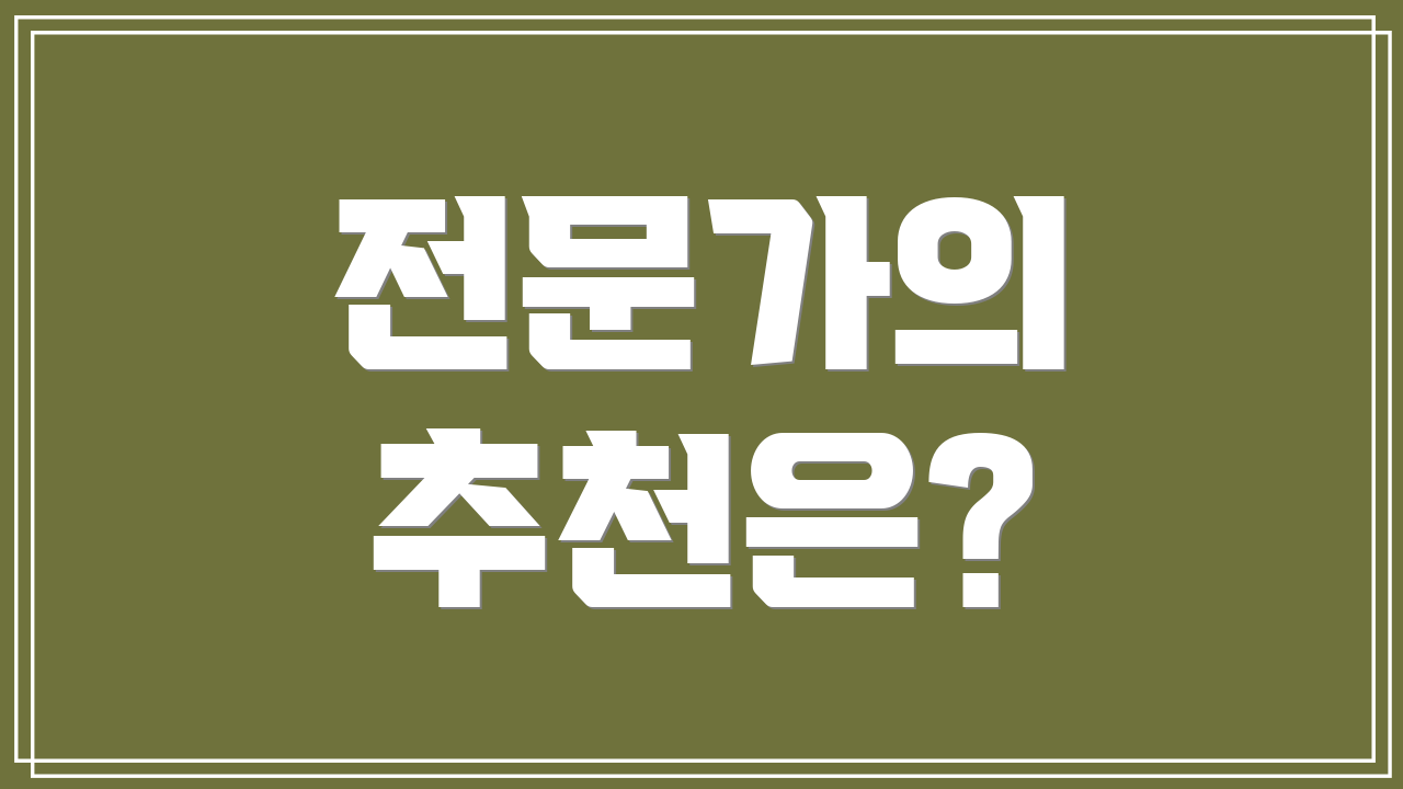 전문가의 추천은?