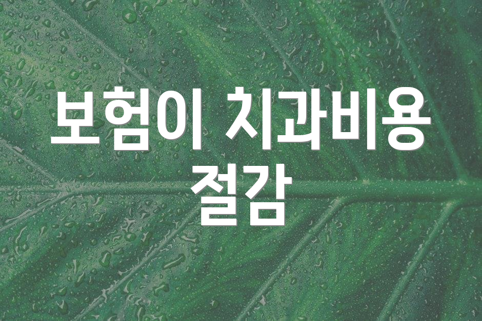보험이 치과비용 절감