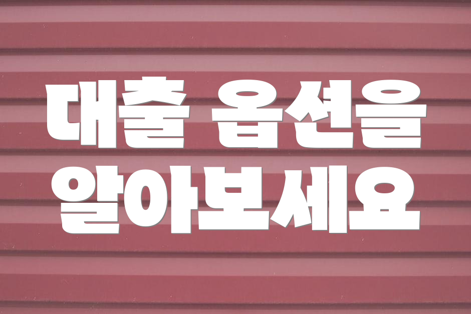 대출 옵션을 알아보세요