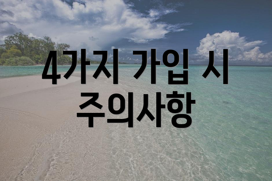4가지 가입 시 주의사항