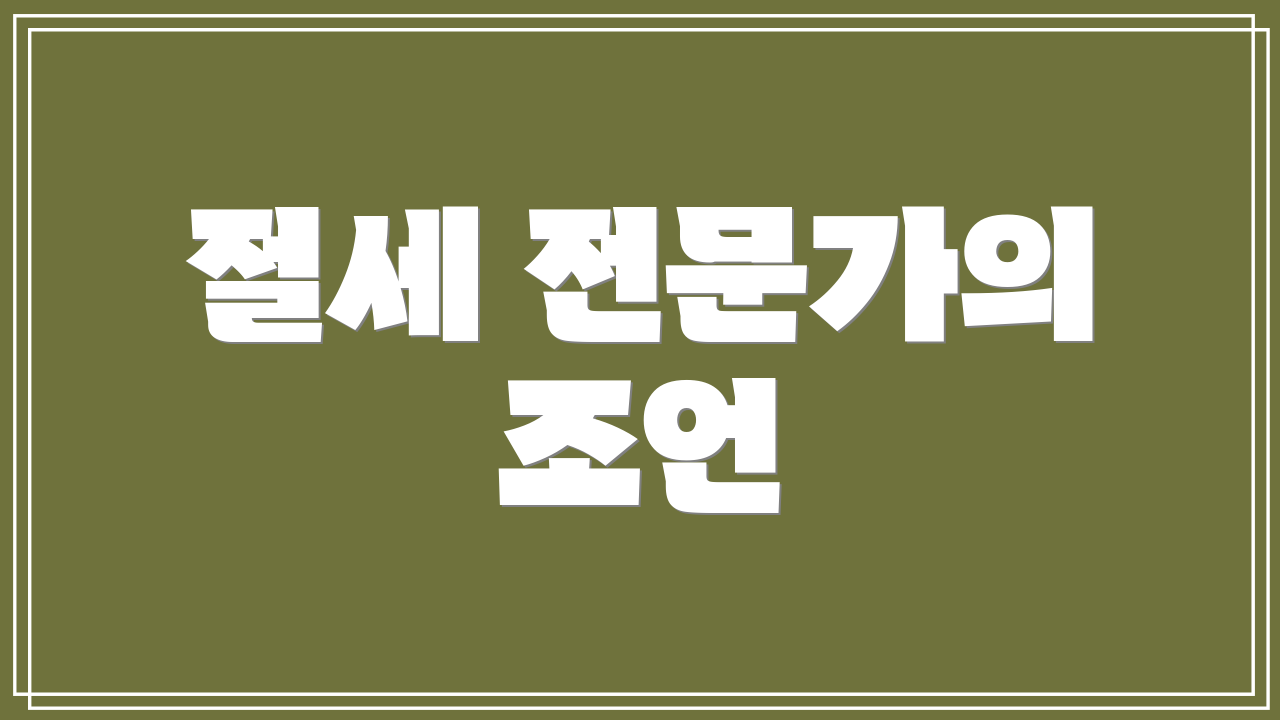 절세 전문가의 조언