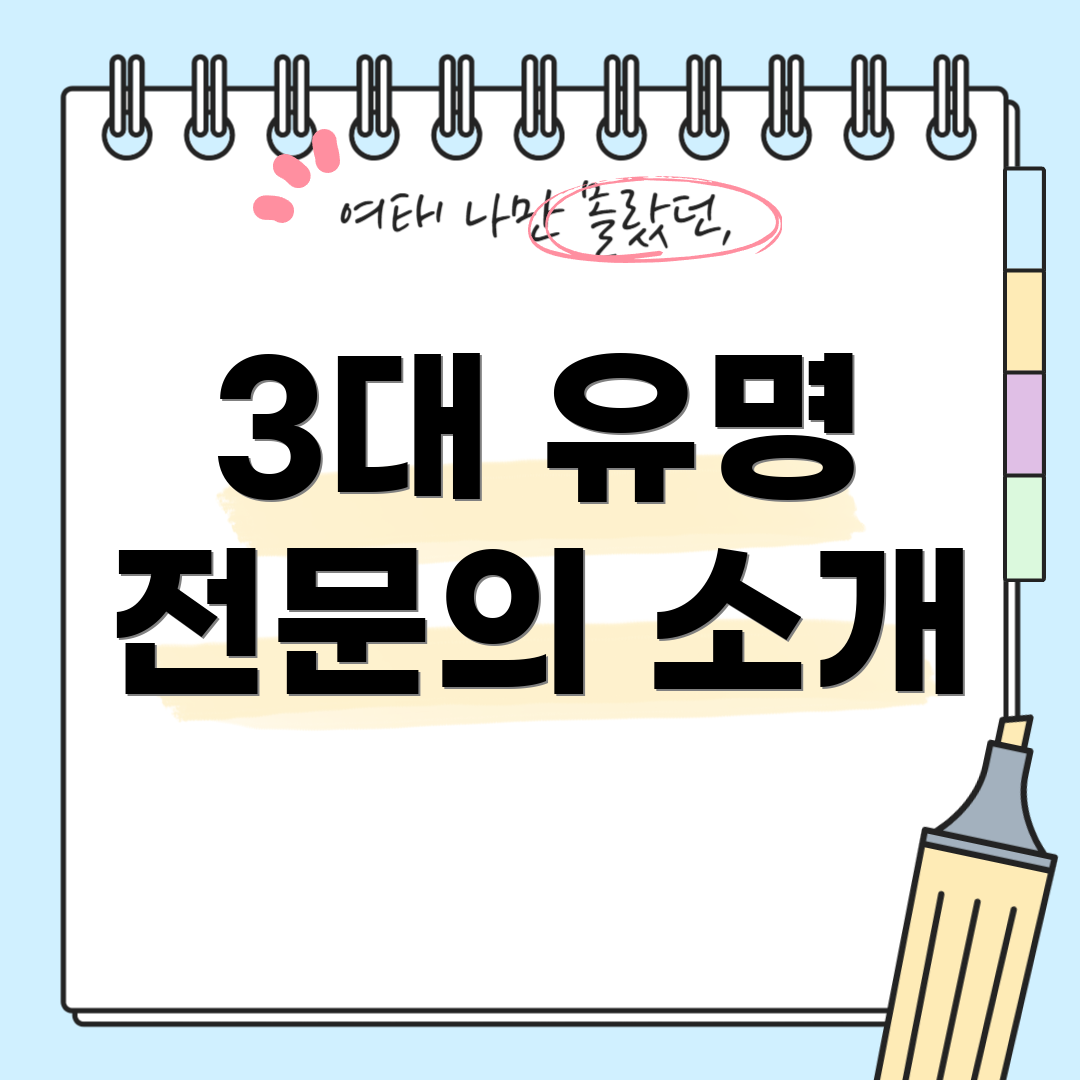 3대 유명 전문의 소개