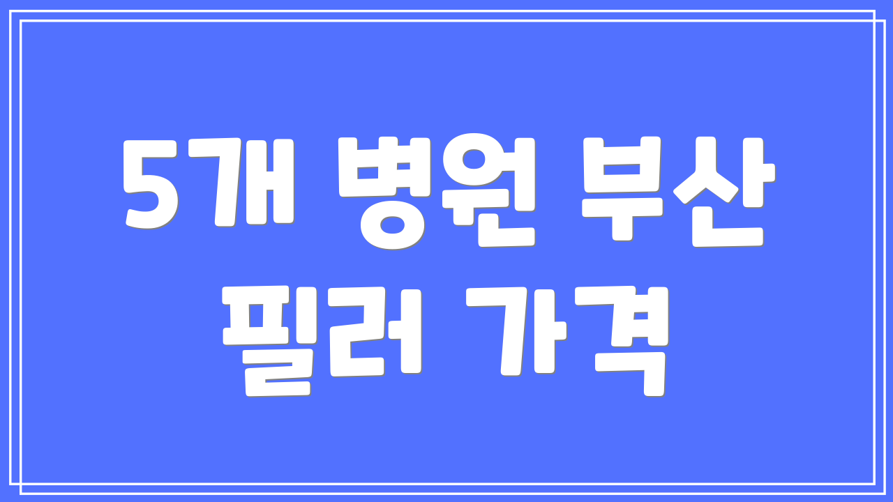 5개 병원 부산 필러 가격