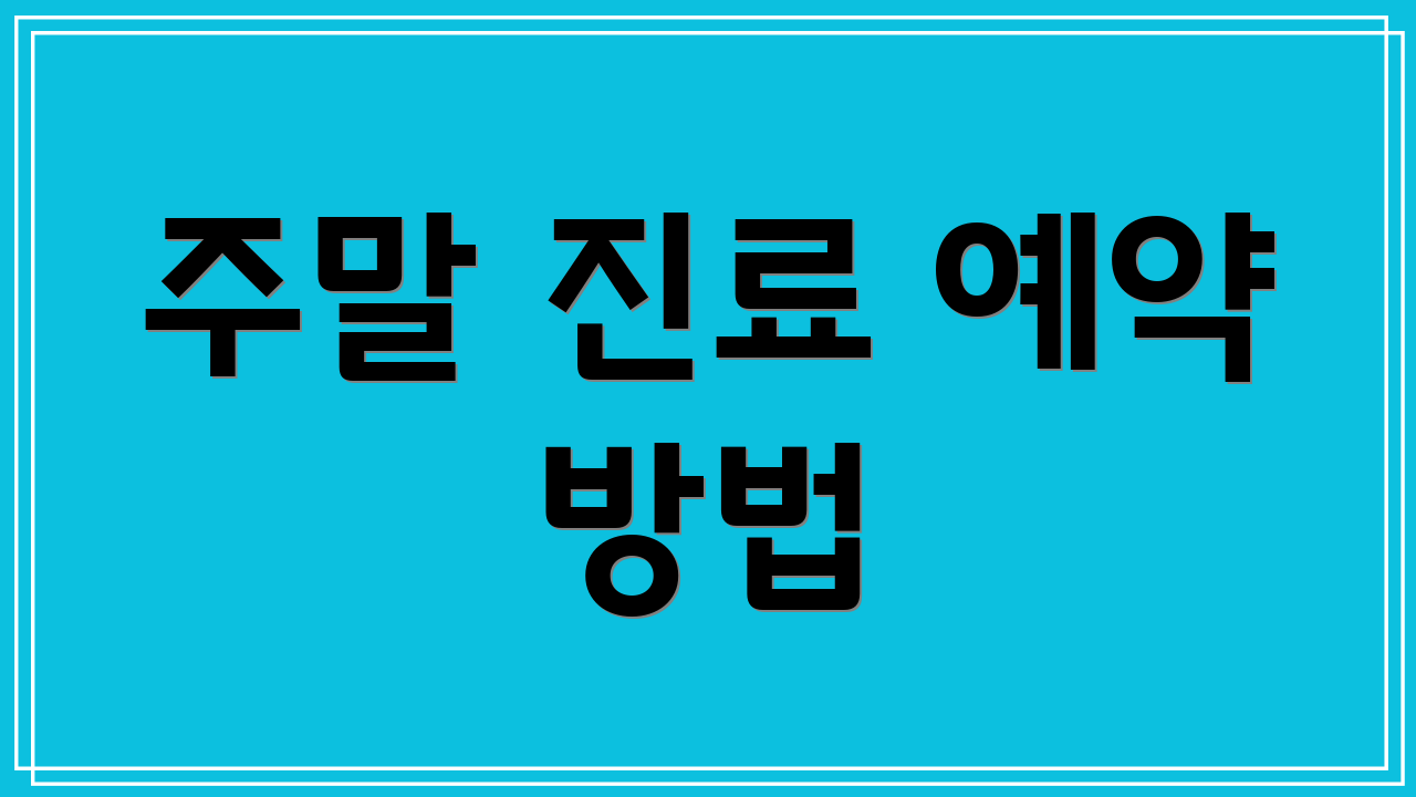 주말 진료 예약 방법