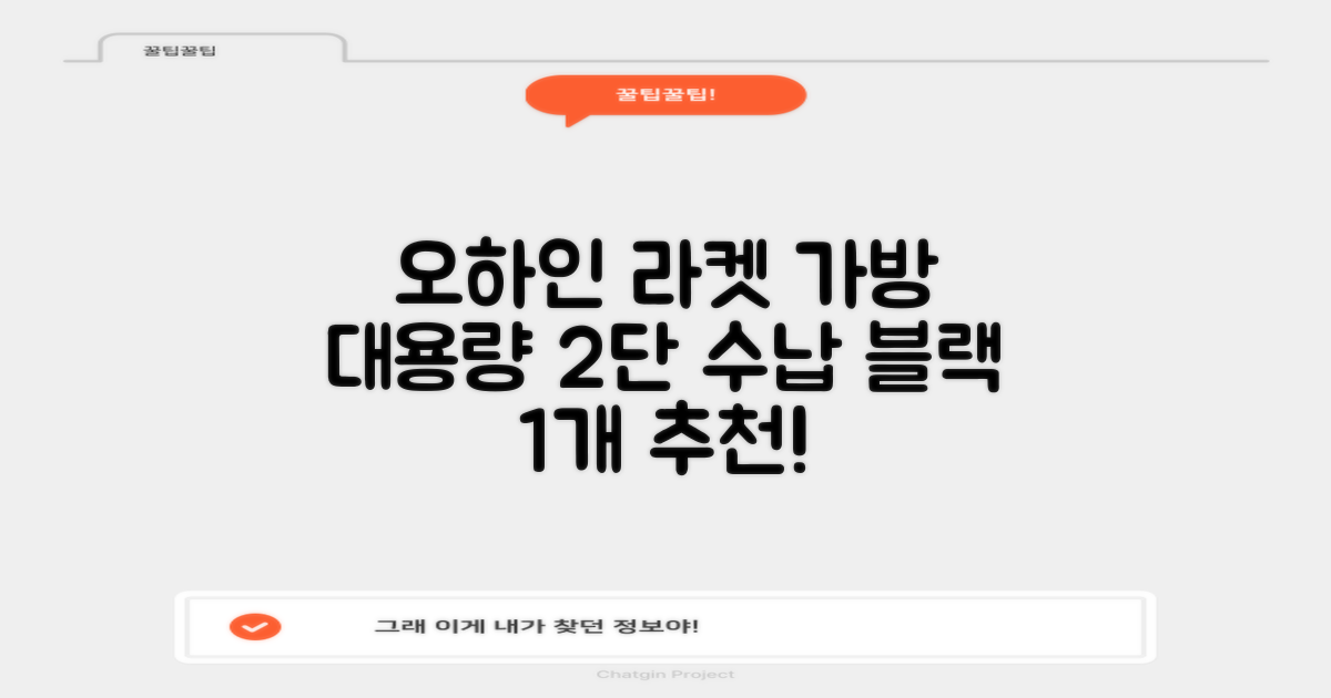 오하인 배드민턴 테니스 스쿼시 2단 대용량 라켓 가방, 블랙, 1개 추천 리뷰