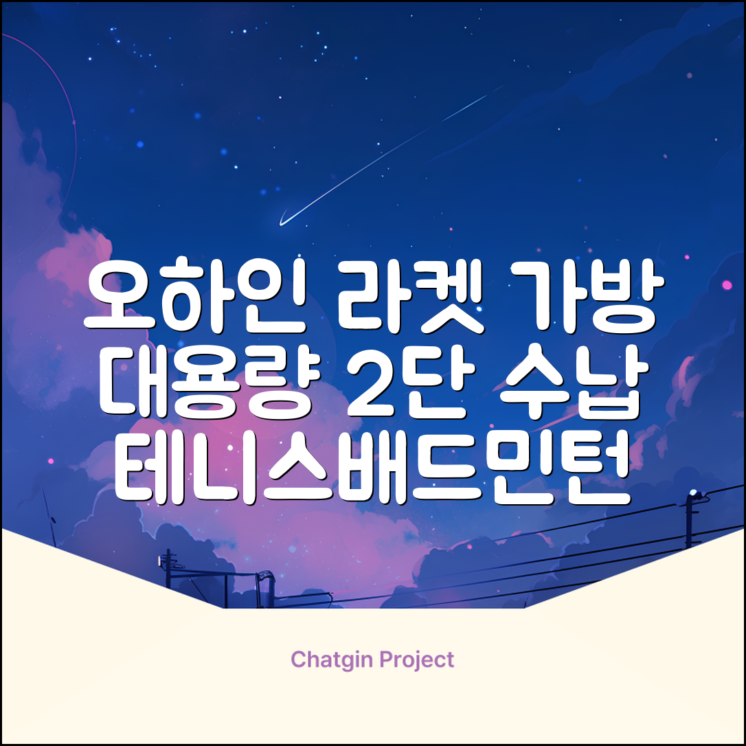 오하인 배드민턴 테니스 스쿼시 2단 대용량 라켓 가방, 블랙, 1개 추천 리뷰