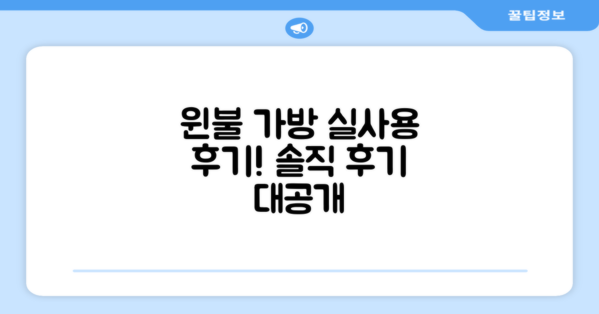 윈불 가방, 실사용 후기는?