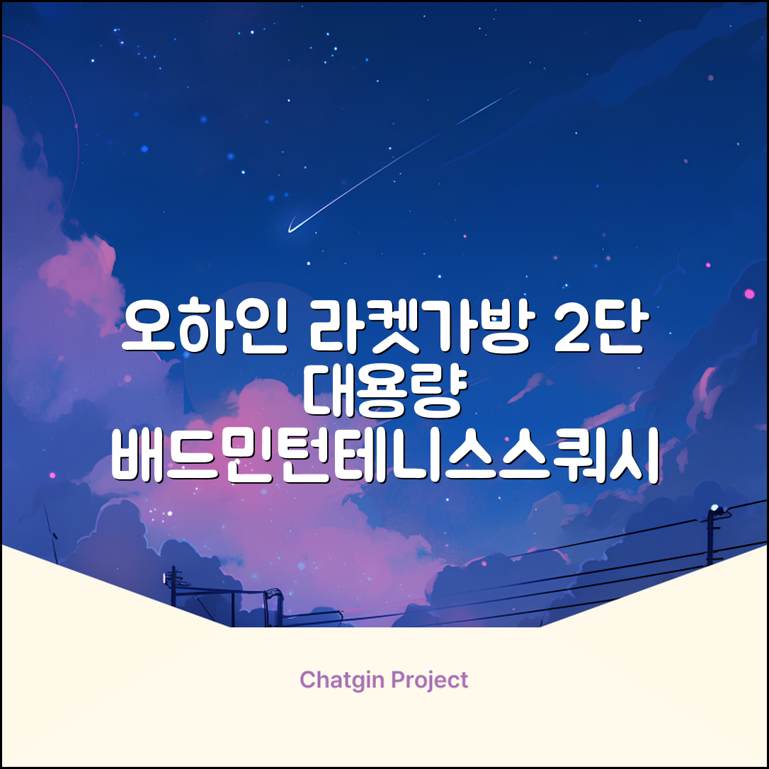 오하인 배드민턴 테니스 스쿼시 2단 대용량 라켓 가방, 블랙, 1개 추천 리뷰