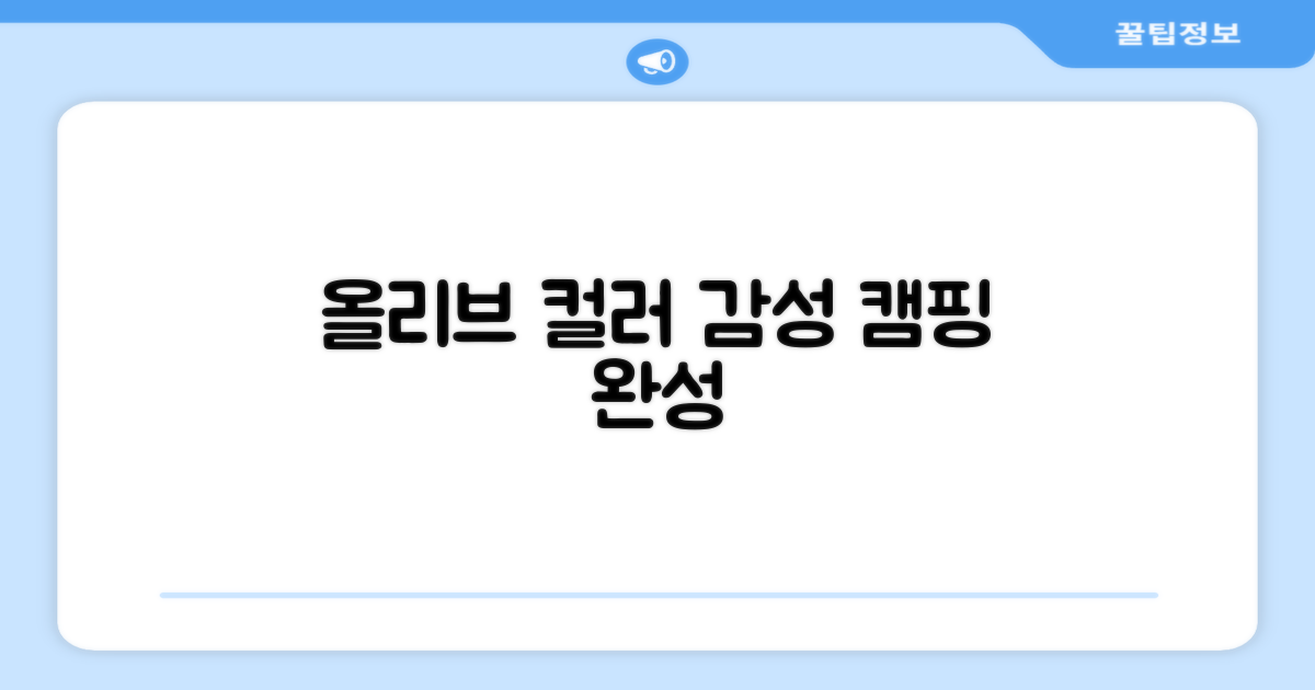 올리브 컬러, 감성 캠핑 완성